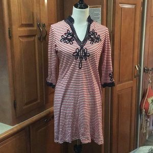 Gretchen Scott Dress red, white stripes and blue details size small